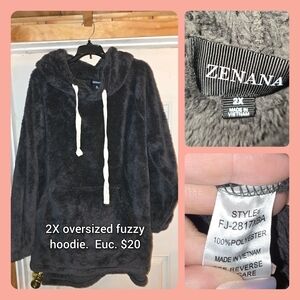 Zenana Outfitters Gray Fuzzy Hoodie
